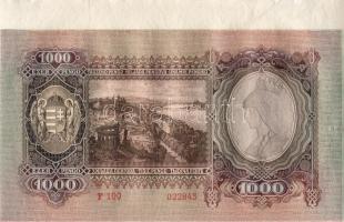 1943. 1000P bal felső ívszél erősen eltolódott alapnyomattal T:I