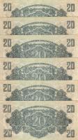 1944. 20P "V.H." (6x) egymásutáni sorszámokkal (eltolódásokkal) T:I
