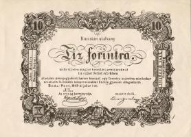 1849. 10Ft "Kincstári utalvány" 1962-es utánnyomata gyorssajtón T:I-
