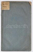 Kivonatja az 1832-1836 évi Ország Gyülésen alkotott Törvény Czikkelyeknek Betü rendhez alkalmazva, mellyet a' Földes Uraknak, ezek Tisztviselőinek, és a' Jobbágyoknak használatára közre bocsátott Medgyesy Adalbert... Győrött, 1837, (Nyom. Streibig Lipold). Korabeli papírborítóban, a címlapon a tulajdonos bejegyzésével, valamint néhány sorával mellékelve, az utolsó levelek erősen rozsdafoltosak, a borító hátulján és az utolsó egy-két lapon sérülés