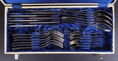 Nem használt, rozsdamentes acél 6 személyes étkészlet díszdobozban / set of cutlery