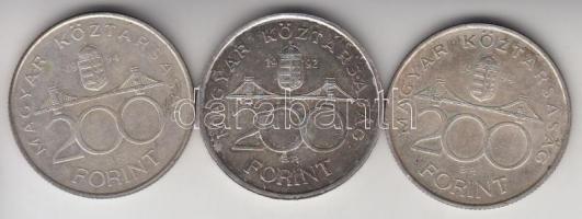 1992/1994. 200Ft Ag "MNB" / "Deák" (3x) T:2,2-