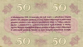 1945. Budapest "Élelmezési kölcsönjegy" 50Ft T:II+