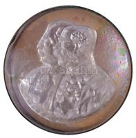 ~1914. Ferenc Józsefet és II. Vilmost ábrázoló fém és üveg jelvény T:2- ~1914. Metal and glas badge with the portrait of Franz Joseph and Wilhelm II C:VF