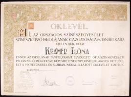 1930 Színész oklevél 58x44 cm