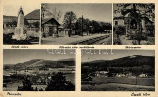 Piliscsaba Hősök szobra, vasútállomás, Mária szobor, Északi tábor (EK)