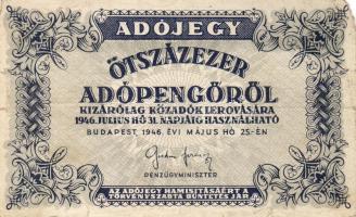 1946. 500000Adóp csak előlapi nyomat hátlap üres!! T:IV RRR!!!