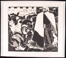 Derkovits Gyula (1894-1934): A Dózsa-sorozatból, Temes. Fametszet, papír, jelzés nélkül, restaurálva, 52×52 cm