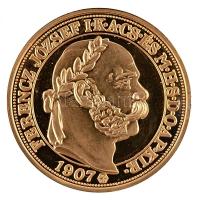 "Magyar aranypénzek utánveretben - Ferenc József jubileumi 100 korona" aranyozott Ag(0.999) emlékérem (5.5g) T:exPP(ph.) csak 2009db!