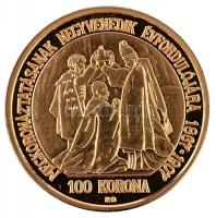 "Magyar aranypénzek utánveretben - Ferenc József jubileumi 100 korona" aranyozott Ag(0.999...