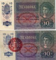 1915. 10Kr (2x) magyar (T:II), ill. osztrák (T:I) fny-sal