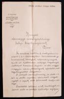 1896 Az ezredéves országos kiállítás rendezőségének levele, a kiállításon szabványos tárolóedények leírásával