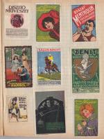 130 db reklámbélyeg füzetbe ragasztva