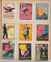 130 db reklámbélyeg füzetbe ragasztva