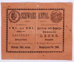 cca 1870 Bp., II. Schwartz cipőüzlet reklámos számla