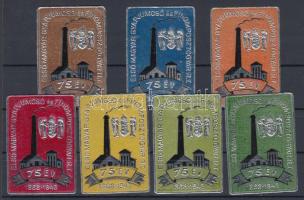 1943 Első Magyar Gyapjumosó és Finomposztógyár R.T. - 75 év, 7db-os levélzáró sor, alumínium dombornyomás