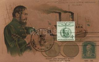 Kossuth Lajos utazik Amerikába / USA trip 1851-52, coins Emb. Ga. litho