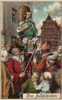 'Der Falschspieler' punishment for foul play, litho