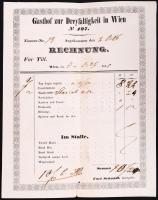 1845 Bécs vendéglői számla / Vienna restaurant invoice