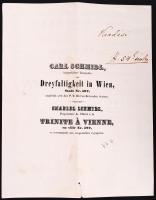 1845 Bécs vendéglői számla / Vienna restaurant invoice