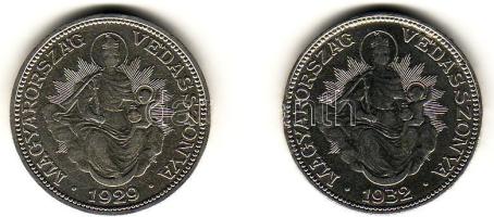 1929. 2P ezüst T:2/3 pici ph. + 1932. 2P ezüst T:2/3 kis ph.