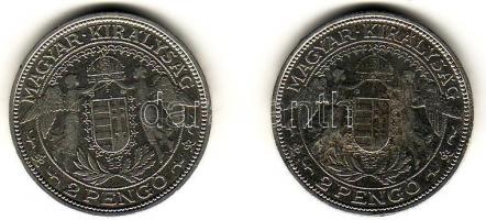 1929. 2P ezüst T:2/3 pici ph. + 1932. 2P ezüst T:2/3 kis ph
