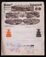 1919 Budapest a Tanácsköztársaság által szocializált Bohn téglagyár munkástanácsa által írt kérvény a gyár fejléces számláján