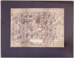 cca 1900 K.u.k. Mil. Schlachthaus in Belgrad (A belgrádi császári és királyi katonai vágóhíd). Tablókép kartonra kasírozva /  Tableau photo on cardboard, 24x31cm