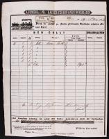1852 A Ferdinánd császár vasút társaság vasúti fuvarlevél / Kaiser Ferdinand Nordbahn railway bill of freight