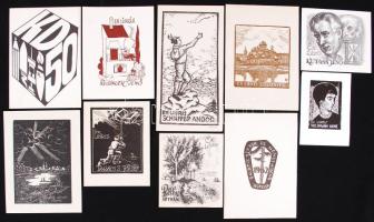 10 db különböző ex libris, köztük jelzettek