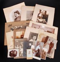 1900-1920 Vegyes fotótétel: 16db, nagyrészt keményhátú portré, ill. csoportkép, klf méretben / Vintage photos