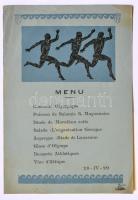 1928 Párizs diákolimpia menükártya / Paris student olympics menu card