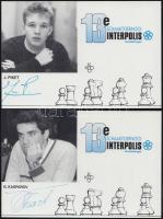 13e Schaaktoernooi Interpolis / chess tournament - 11 cards with chess players, printed signatures (...