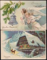 22 db régi, karácsonyi üdvözlőlap, benne több litho /22 Christmas greeting cards, between them litho cards