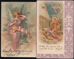 22 db régi, karácsonyi üdvözlőlap, benne több litho /22 Christmas greeting cards, between them litho...