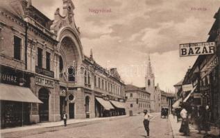 Nagyvárad, main street, the shop of Endre Déry, dentist surgery of Dr. Barta, confectionery, hairdress salon (EK)