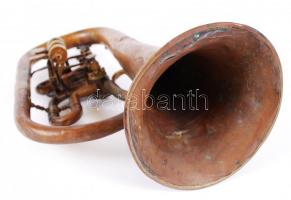 cca 1890 "Stowasser J.[ános] m. királyi udvari hangszergyár Budapest" szárnykürt, javításr...