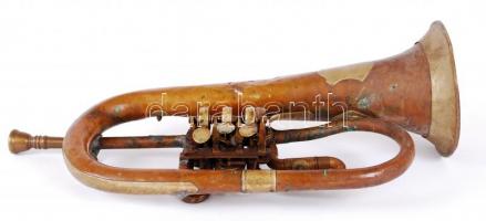 cca 1890 "Stowasser J.[ános] m. királyi udvari hangszergyár Budapest" szárnykürt, javításr...