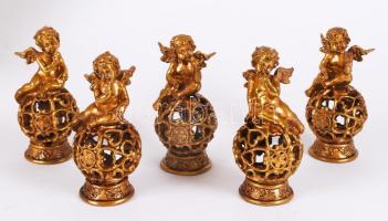 5db aranyozott angyalka figura / 
Gold plated angel figures, 15cm