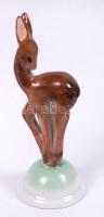 Kézzel festett, jelzett Herendi porcelán őzike /  Handpainted Herendi deer figure, 8,5cm