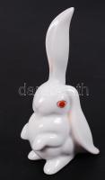 Kézzel festett, jelzett Herendi porcelán nyúl /  Hand painted Herendi rabbit, 10cm