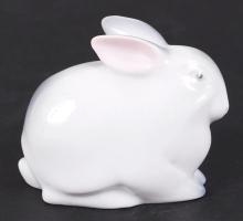 Kézzel festett, jelzett Zsolnay porcelán nyúl /  Hand painted Zsolnay rabbit, 9x6cm