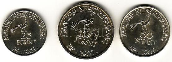 1967. "Kodály" 25Ft + 50Ft + 100Ft ezüst T:BU