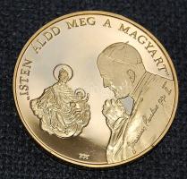 1991. "Pápa látogatása-Szombathely" aranyozott fém plakett, Szign:Lebó T:PP díszdobozban