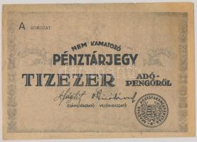 1946. 10.000AP nem kamatozó Pénztárjegy T:II-(apró beszakadások)