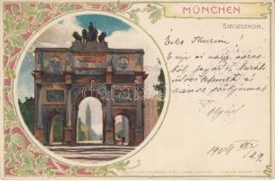 München Siegesthor, Art Nouveau, litho, E. Nister