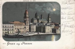 1899 Passau Rathaus, Dom, litho (small tear)