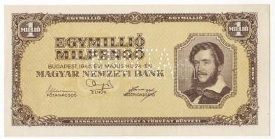 1946. 1000.000Milpengő "MINTA" lyukasztással T:I-