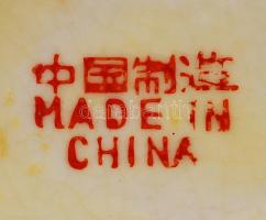 Jelzett kínai váza, kézzel festett, hibátlan, m:21 cm