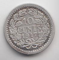 Holland 1917. 10c Ag "Wilhelmina"  T:2-
Netherlands 1917. 10c Ag "Wilhelmina" C:...